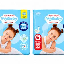 پوشک مای بیبی چسبی سایز 6 کانال دار(22عددی) My baby بسته 2 عددی