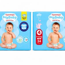 پوشک مای بیبی چسبی سایز 4 کانال دار (34 عددی) My baby بسته 2 عددی