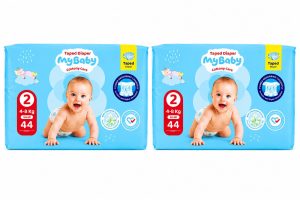 پوشک مای بیبی چسبی سایز 2 کانال دار (44 عددی) My baby بسته 2 عددی