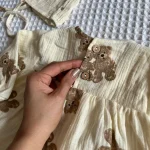 ست سه تیکه دخترانه پیراهن شورت طرح تدی - تصویر 4