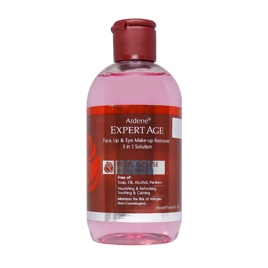 Ardene-Expert-AGE-Face-Lip-Eye-Makeup-Remover-Solution-250-ml.jpg مایع پاک کننده آرایش چشم لب و صورت اکسپرتیج آردن ( 250 میل ) - تصویر 1