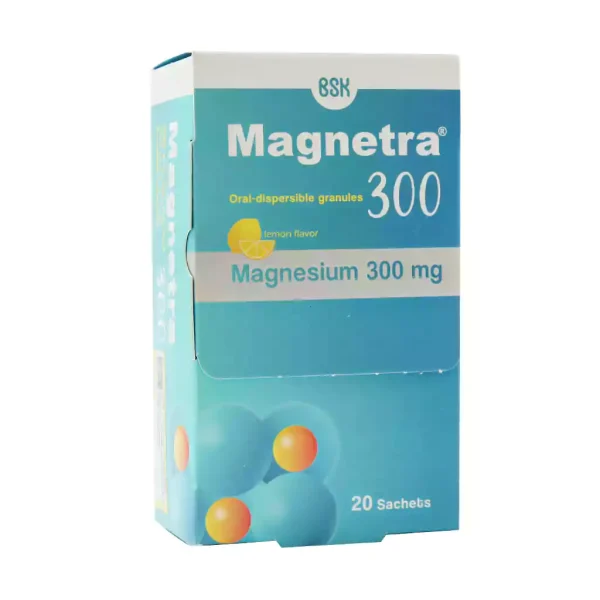 ساشه مگنترا منیزیم بی اس کی 300 میلی گرم طعم لیمو (20 ساشه)