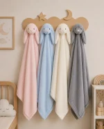 ست پتو و بالشت نوزاد طرح خرگوش Jellycat به همراه عروسک | سایز پتو  80×80 و بالش 27×38 | مناسب سیسمونی و هدیه نوزاد - تصویر 3