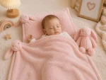 ست پتو و بالشت نوزاد طرح خرگوش Jellycat به همراه عروسک | سایز پتو  80×80 و بالش 27×38 | مناسب سیسمونی و هدیه نوزاد - تصویر 6