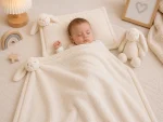 ست پتو و بالشت نوزاد طرح خرگوش Jellycat به همراه عروسک | سایز پتو  80×80 و بالش 27×38 | مناسب سیسمونی و هدیه نوزاد - تصویر 4