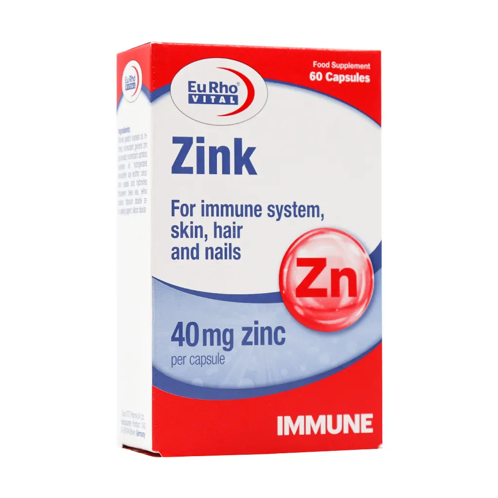 Eurhovital-Zinc-60-Caps.webp کپسول زینک 40 میلی گرم یوروویتال (60عدد) - تصویر 1