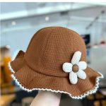 کلاه دخترانه بچه گانه گرد طرح flower - تصویر 4