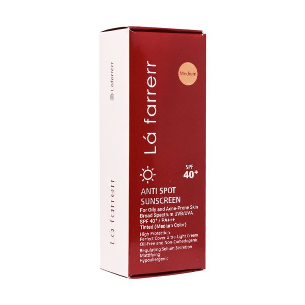 ضد آفتاب و ضدلک رنگ متوسط پوست چرب لافارر SPF40 (40 میل)