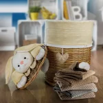 سبد رخت چرک اتاق کودک طرح خرگوش مدل حصیری - تصویر 2