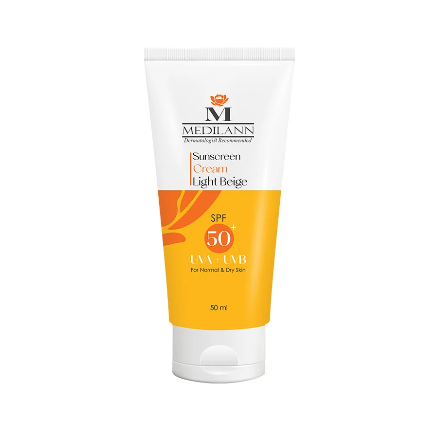 Tinted-Sunscreen-Cream-50-1.webp کرم ضد آفتاب رنگی SPF50 مدیلن مناسب پوست خشک و معمولی(50 میل) - تصویر 1