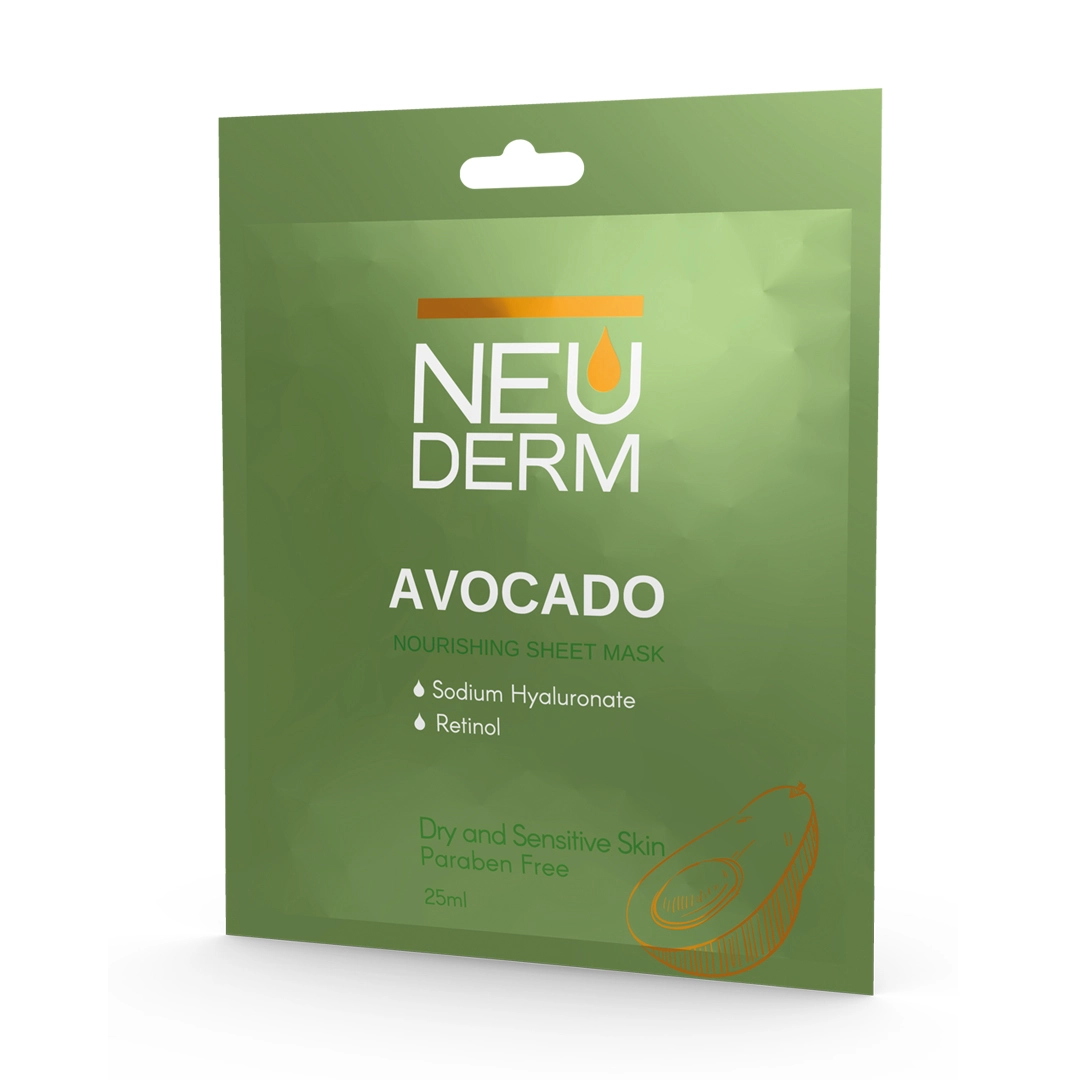 avocado-sheet-mask.webp ماسک صورت نئودرم حاوی عصاره آووکادو (25 میل) - تصویر 1
