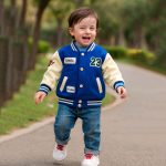 ژاکت بمبر کودک یونیسکس با طرح‌های آپلیکه و کنتراست کالج - تصویر 2