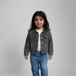 کت تک وارداتی بچگانه جین مدل beautiful ribbit رنگ ذغالی(3-10سال) - تصویر 2