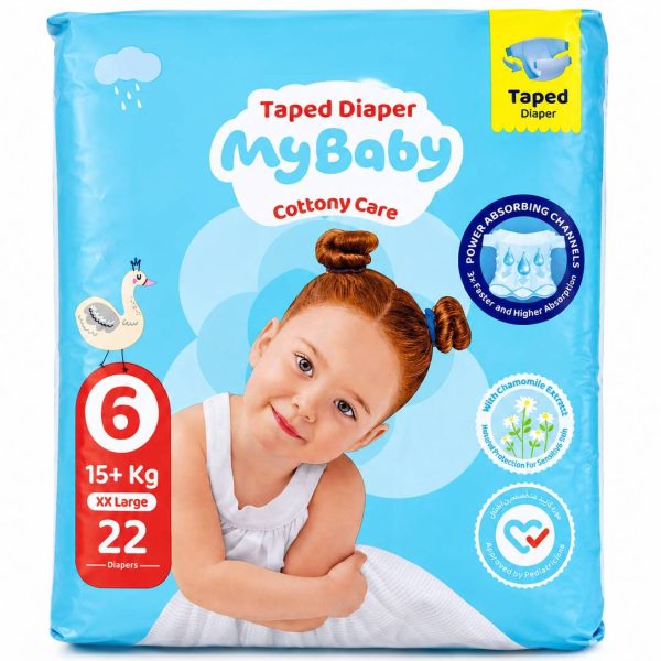 پوشک مای بیبی چسبی سایز 6 کانال دار(22عددی) My baby