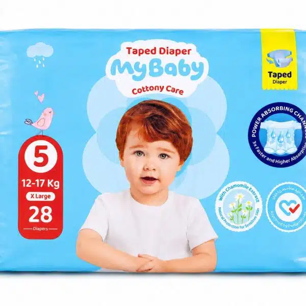 پوشک مای بیبی چسبی سایز 5 کانال دار(28 عددی) My baby