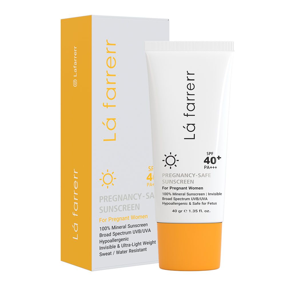 la-farrerr-pregnancy-sunscreen.jpg کرم ضد آفتاب مینرال بارداری لافارر بی رنگ SPF40 (40 گرم) - تصویر 1