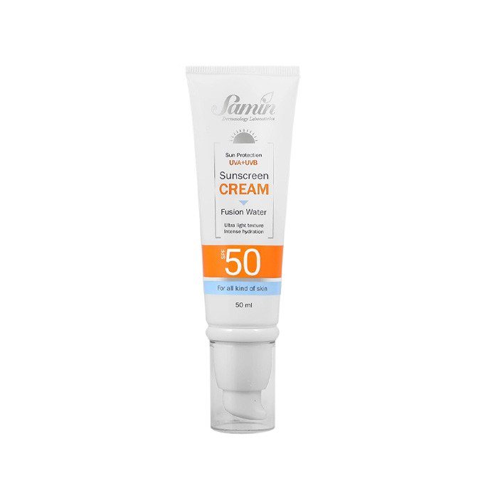 samin-fusion-water-sunscreen-for-all-skin-spf50-50ml.jpg کرم ضدآفتاب فیوژن واتر ثمین spf 50 مناسب انواع پوست (50 میل) - تصویر 1