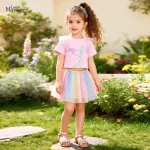 تاپ دامن دخترانه Little Maven طرح پری دریایی با دامن رنگین کمان (مناسب 2 تا 8 سال) - تصویر 3