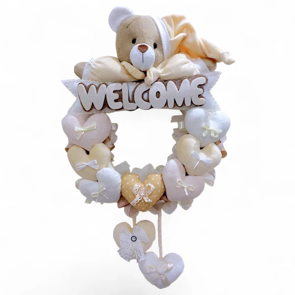 آویز تزئینی اتاق کودک طرح خرس نانان مدل Welcome کد W/Crm