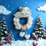 حلقه آویز تزئینی اتاق کودک طرح خرس نانان مدل Welcome - تصویر 4