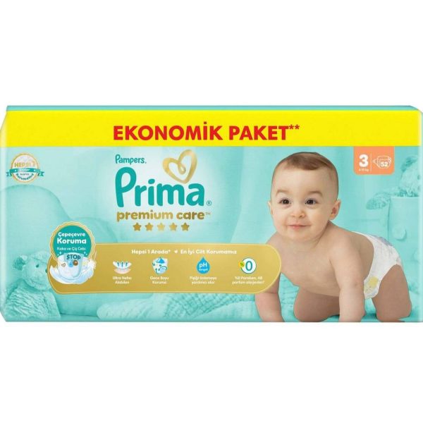 پوشک بچه سایز 3 پریما (prima) بسته 52 تعدادی