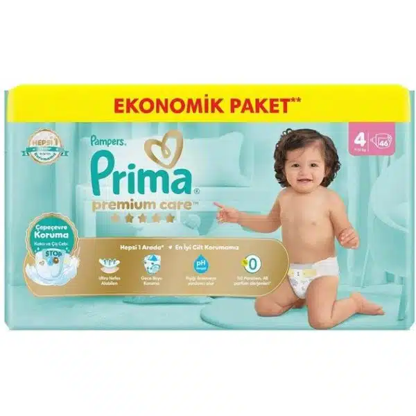 پوشک بچه سایز4 پریما (prima) بسته 46 عددی