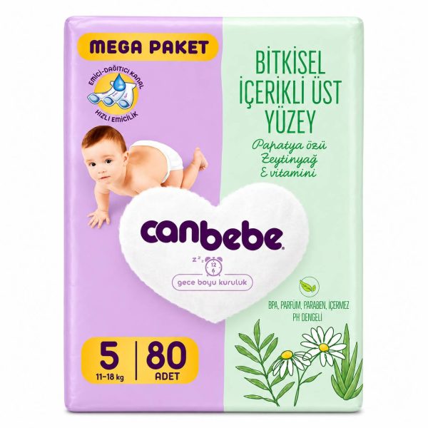پوشک بچه سایز 5 جان به به (can bebe)بسته 80عددی
