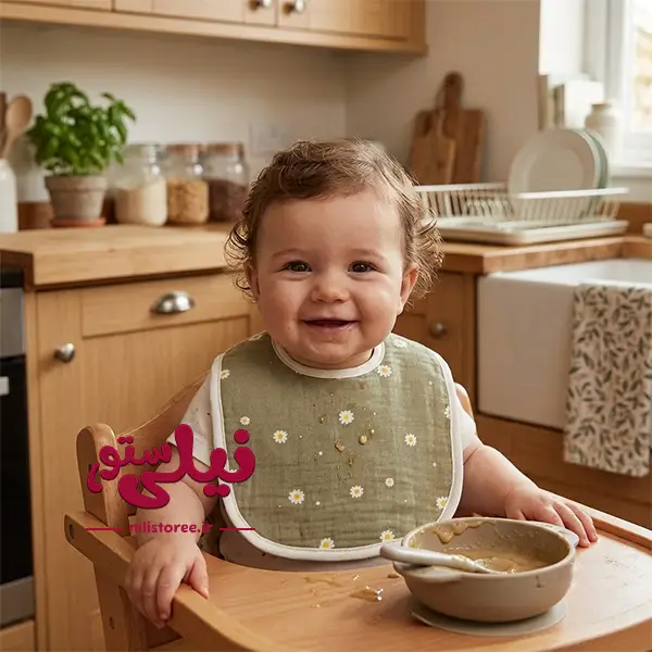 پیش بند نوزاد 2 عددی طرح گل و خرس پاپیون برند دولانو Dolano